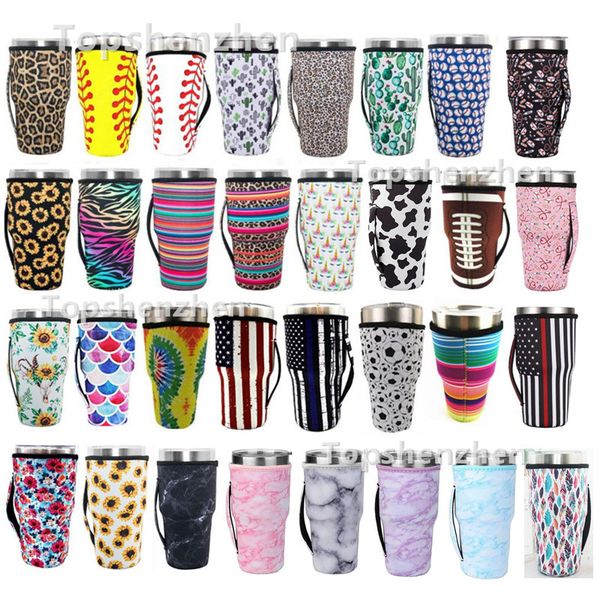 Copos Alças 32 Design Print 30 oz Reutilizável Ice Coffee Cup Sleeve Cover Neoprene Isolated Sleeve Holder Case Bags Pouch For 32 oz Tumbler Mug Water Bottle