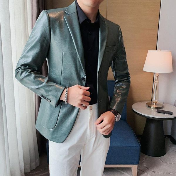 

men's suits & blazers 2021 british blazer chaqueta hombre formal mens slim fit jacket autumn leather single suit, White;black
