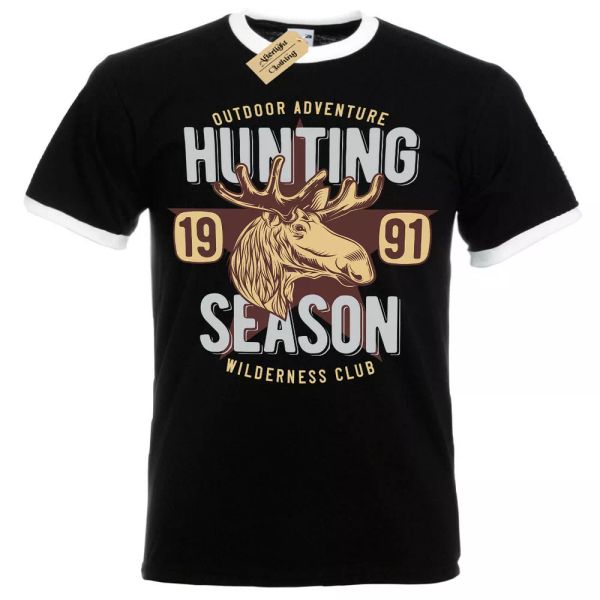 

caza temporada camiseta desierto club juego hunters hombre ringer, White;black