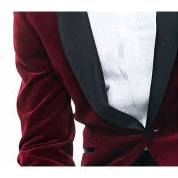 

suits & men's blazers solovedress 2 pieces burgundy men suit wool velvet groomsman tuxedos jacket trousers set formal wedding mens uytw, White;black