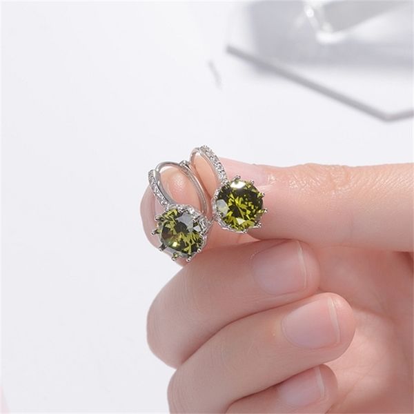 

zrhua original 925 sterling silver cubic zirconia crystal classic round earrings for women wedding bijoux brinco a, Golden;silver