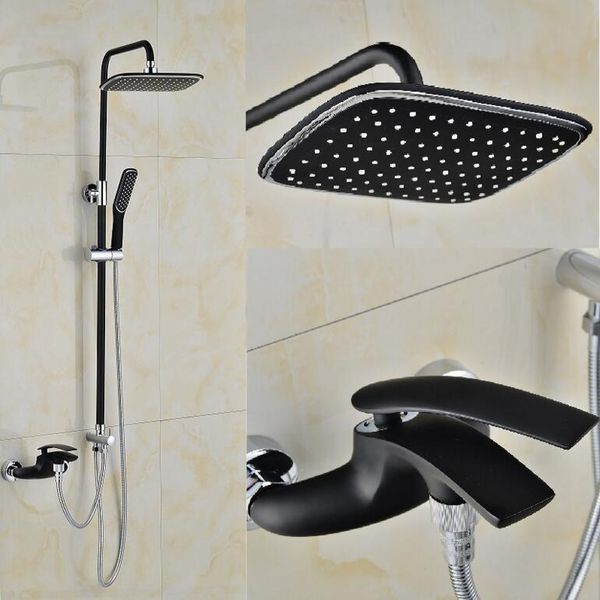 

brass material chrome and black bathroom shower faucet set rainfall bath sets