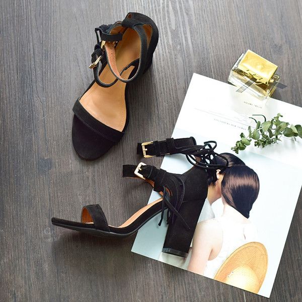 

sandal tassel female gladiator summer fixed belt sandals women high jump shoes fringe sand alias mujer, Black