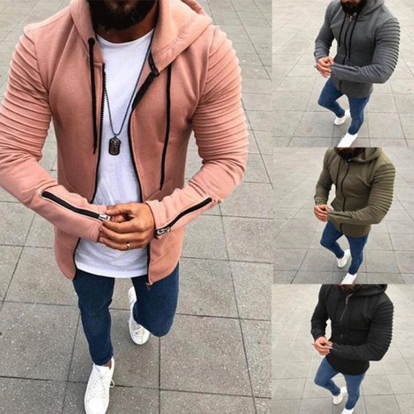

men's hoodies & sweatshirts spring autumn sweater solid pullovers slim hooded men coat male casual sportswear streetwear, Black