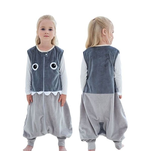 

children clothes sleeping bag pajamas jumpsuits autumn sleeveless flannel outdoor pajama baby girls boys sleepwear 211130, Blue;red