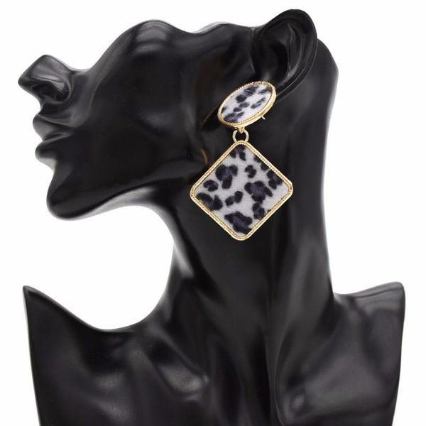 

dangle & chandelier 4 colors vintage fashion women velvet geometric big earrings trendy leopard print statement unqiue jewelry party gift, Silver