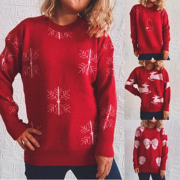 

women's sweaters christmas red pullovers fahison ladies elk snowflake bowtie knitting long sleeve loose sweater winter woman brand, White;black