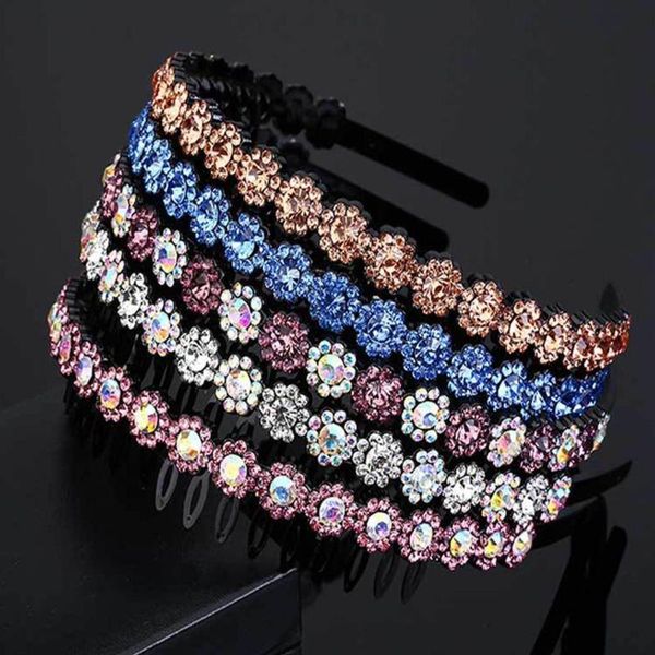 

luxury multicolor headband rhinestone comb thin hair hoop slash fashion crystal bridal hairbands accessories for women girl