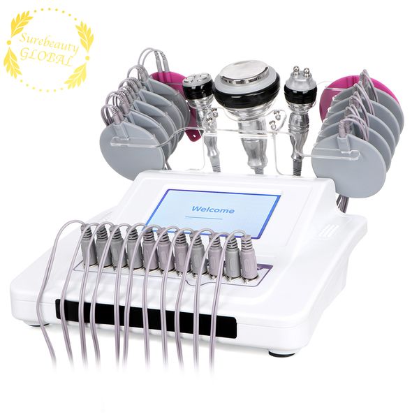 

5 in1 multi-functional 40k cavitation microcurrent digital electrode stimulation body slimming machine spa cavit ultrasonic radio frequency, Black;white