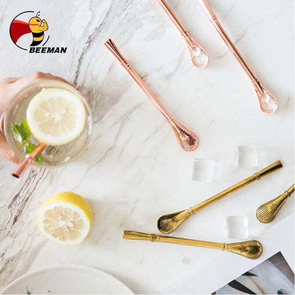 

drinking straws beeman stainless steel straw juice tea filter strainer handmade gourd washable tool