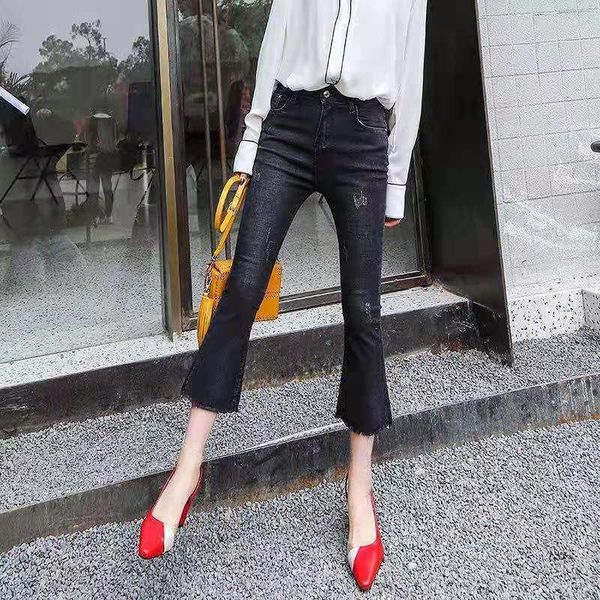 

women's jeans woman pants summer high waist denim cropped stretch pantalones vaqueros mujer, Blue