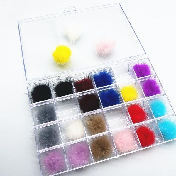 

nail art decorations 24pcs/box magnetic puffy pom poms kit,detachable fluffy accessories design manicure tips 24 colors 2.7cm*2.7cm, Silver;gold
