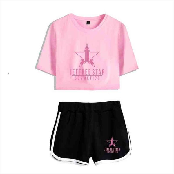 

jefstar navel t shirt casual shorts two piece suit harajuku cotton plus polyester fashion breathable, Gray