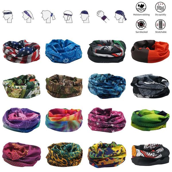 

scarves colorful flower hiking scarf sport headwear women reversible bandana tube band magic camo outdoor cycling flag headband, Blue;gray
