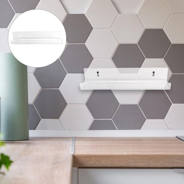 

hooks & rails 1pc simple wall-mounted storage rack kitchen hanging (transparent)