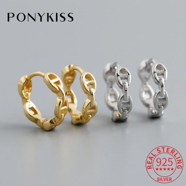 

hoop & huggie ponykiss trendy s925 sterling silver geometry hollow earrings for women party delicate accessory minimlist jewelry, Golden;silver