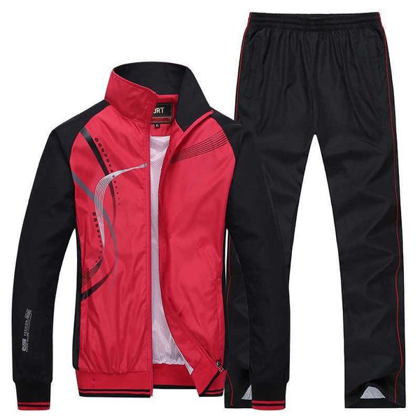 Tuta sportiva da uomo New Autumn Sportsman Wear Set 2 pezzi Giacca + Pantaloni New Abbigliamento sportivo maschile Tuta intera Tuta Y0831