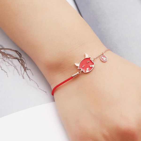 

link, chain factory custom red bracelet rose gold plating animal adjustable women bull head simple, Black