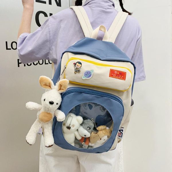 

backpack style 2021 japanese kawaii ita women cute schoolbags for teenage girls transparent multi-pockets backpacks fashion lovely bag