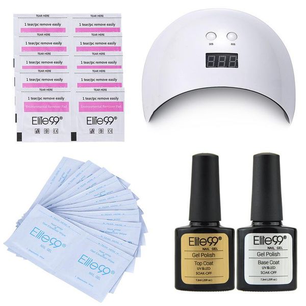 

nail art kits elite99 5 pieces/lot manicure set 24w dryer curing gel polish lamp 7.3ml base coat remover wraps wipes