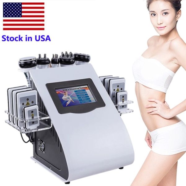 

stock in usa ultrasonic cavitation slimming machine 8pads 6in1 liposuction 40k lllt lipo laser rf fat loss vacuum skin care beauty equipment