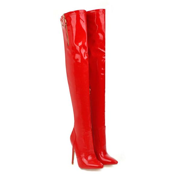 

boots slim heel super high pointy 30-48 size over knee women's in winter 2021, Black