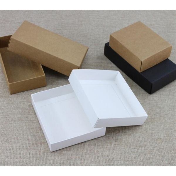 Kraftpapier-Box aus schwarzem, weißem Papier, leere Geschenkverpackung, Pappkarton mit Deckel, große Geschenkbox aus Papier, schwarz, 210724