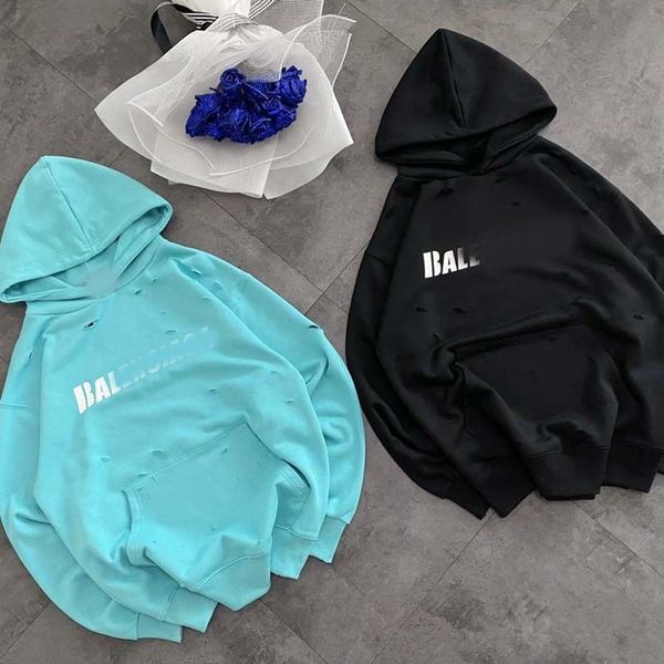 

autumn 2021 + worn letter printed hoodie men's and women's casual fashion, Black