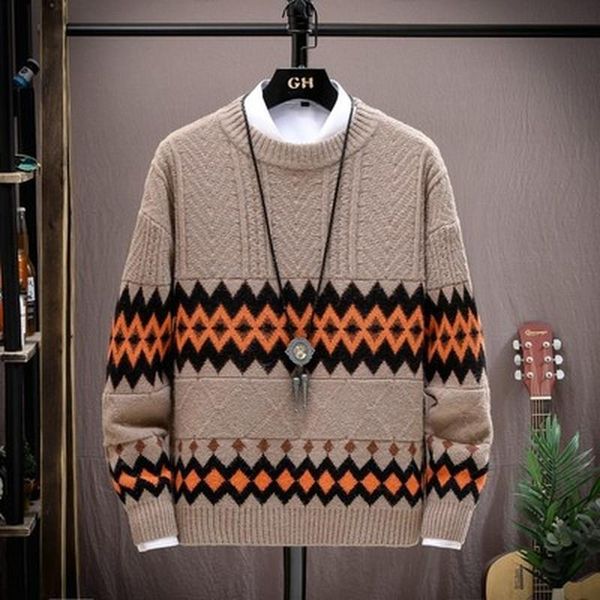 

men's sweaters autumn men fashion patchwork long sleeved knit casual o-neck pullover mens korean harajuku loose sweater, White;black