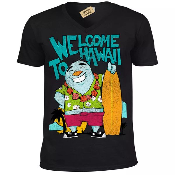 

welcome to hawaii t-shirt surfer beach mens v-neck, White;black