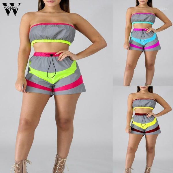 

womail women tracksuit summer casual 2 piece fashion +short set beach holiday blue patchwork luminous suit 2021 j611 women's tracksuits, Gray