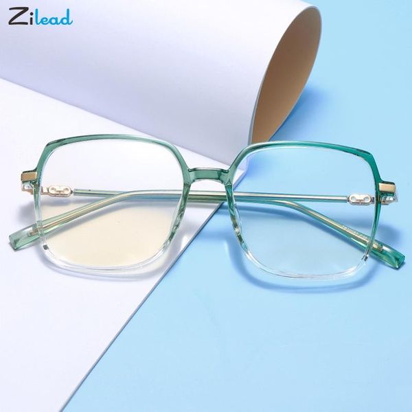 

sunglasses zilead transparent tr90 big frame glasses men women gradient reading eyeglasses prescription optical eyewear spectacles, White;black