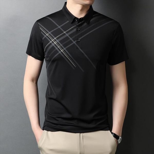 

summer shirt striped short sleeve men polos cool casual fashion male clothes, White;black
