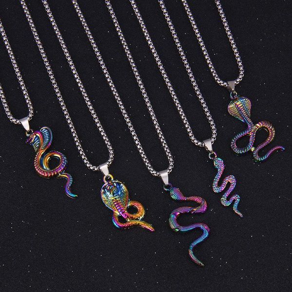 

chains colorful design punk hip hop snake pandent necklace for woman man fashion modeling chain party gift, Silver