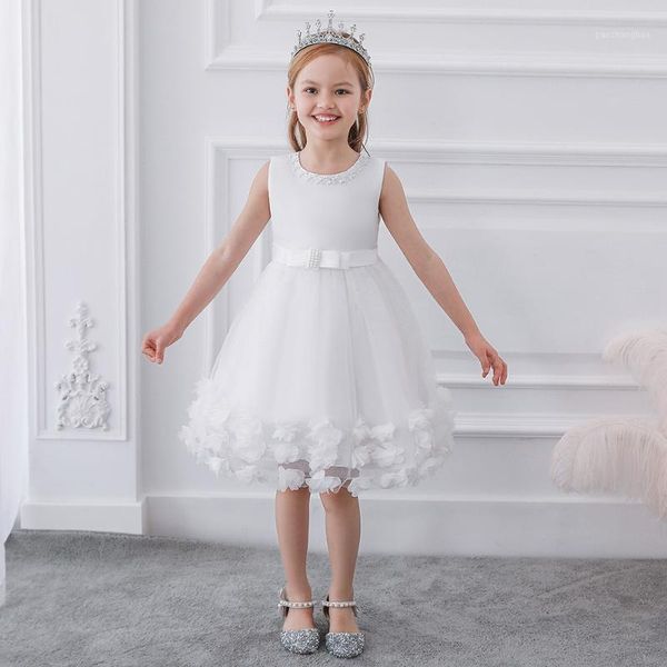 

girl's dresses 2021 beaded fower girl tulle knee length toddler kids pageant1, Red;yellow