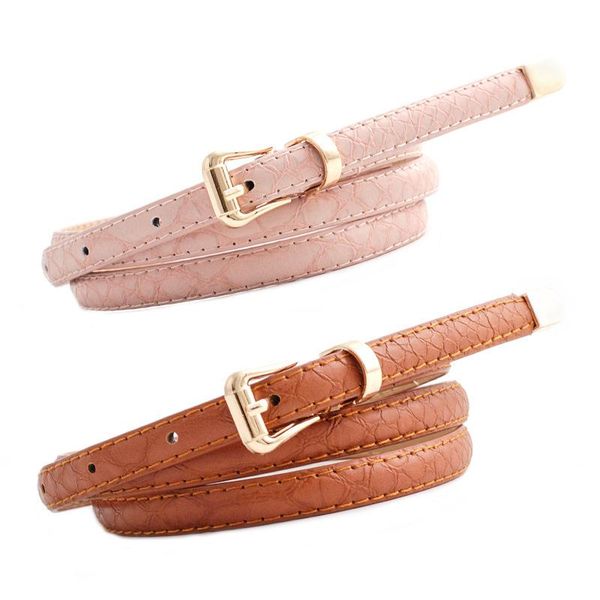 

belts 9 colors women faux leather small waistband sweet girls solid color strap adjustable, Black;brown