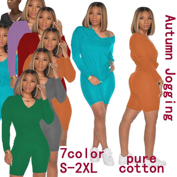 

women's t-shirt t shirt women running jogging two-piece cotton comfortable sport set solid color long-sleeved pullover elastic waist sh, White