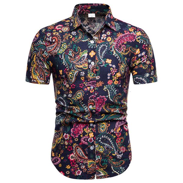 

men's shirt summer korean floral short sleeve youth casual shirt men's, White;black