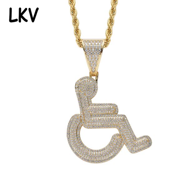 

men's necklace handicapped pendant creative zircon hip hop, Silver