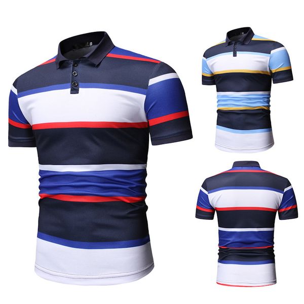 

men's polo shirt casual stripe fashion style slim pullover t-, White;black