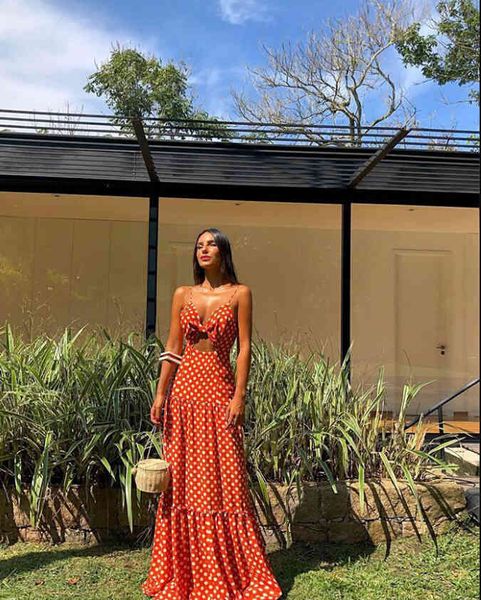 

red a line dot dress long summer bohemian maxi halter evening party beach women dresses, Black;gray
