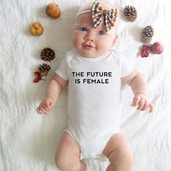 

rompers cute toddler clothing 100%cotton the future is female letter print bodysuits summer short sleeve born boys girls, Blue