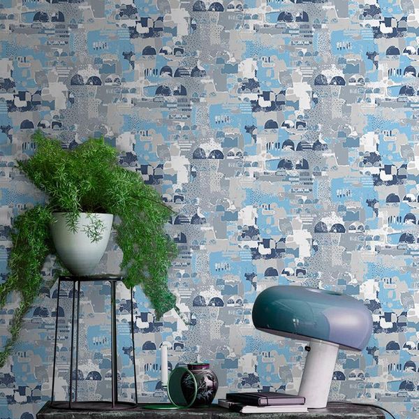 

wallpapers nordic wallpaper blue abstract art living room clothing store background wall mediterranean style