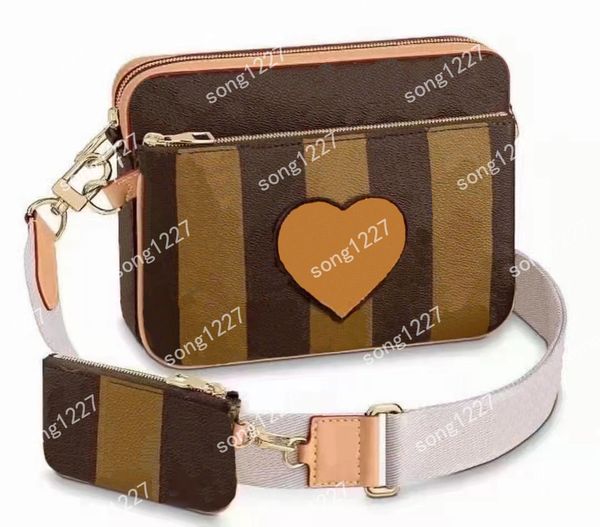 

l new luxurys designers trio messenger bags 45 men's three-piece 965 postman bag the gray pattern highlights the lines of this multi-fu