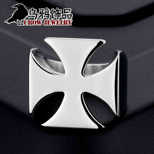 

ring crow fashion simple smooth cross shaped is suitable for you who fall in love with the trend of titanium steel men's jewelry, Silver