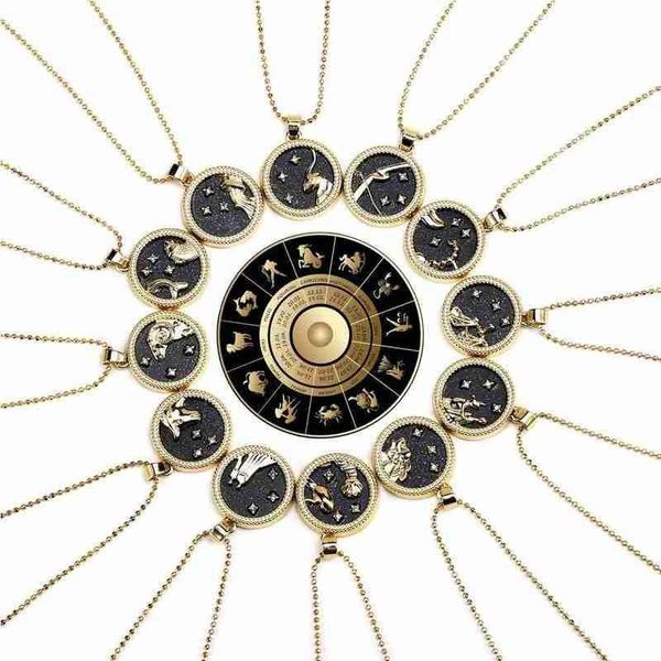 

zodiac necklace scorpio women female round pendant couple jewelry birthday gift necklaces, Silver