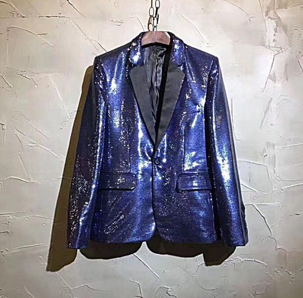 

men's suits & blazers male singer dj nightclub guest host hair stylist model treasure blue color colorful blazer suit men fashion costu, White;black