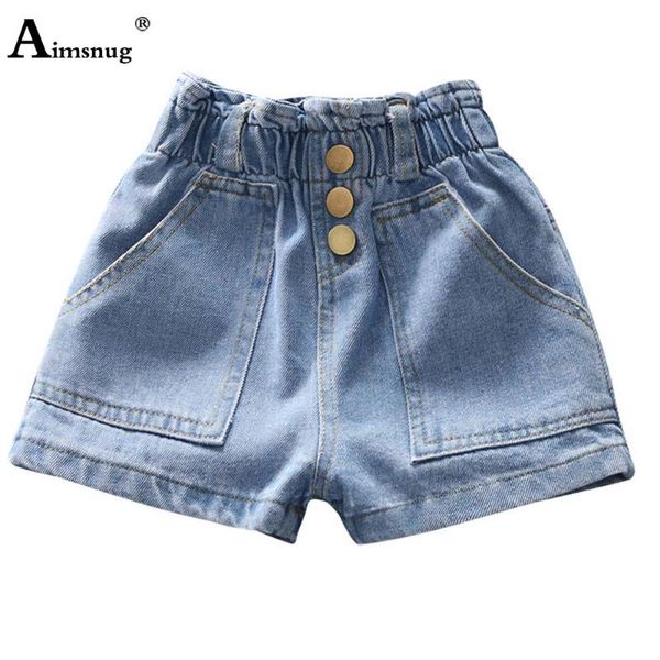 

jeans children blue demin shorts 2021 patchwork short bottom baby girls spliced button pockets for kids clothing