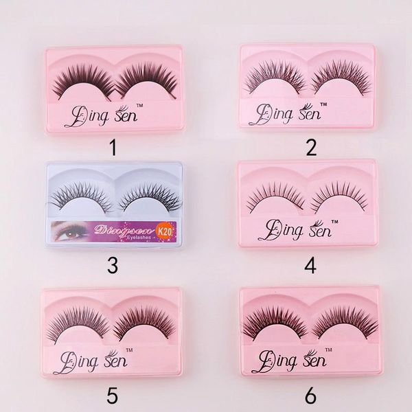 

pair 3d synthetic eyelashes machine made natural long thick plastic cotton stalk soft false for beauty makeup tools1