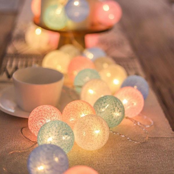 

strings 10leds cotton ball string light fairy indoor wedding decoration holiday garland christmas party bar bedroom kids